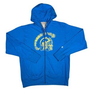 Nike USC Trojans Full Zip Hoodie Mens XL Blue Yellow Graphic Lightweight Jacket